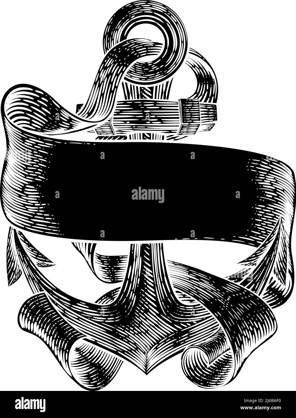 Elemento di ancoraggio dal battello o nave tatuaggio disegno Illustrazione Vettoriale