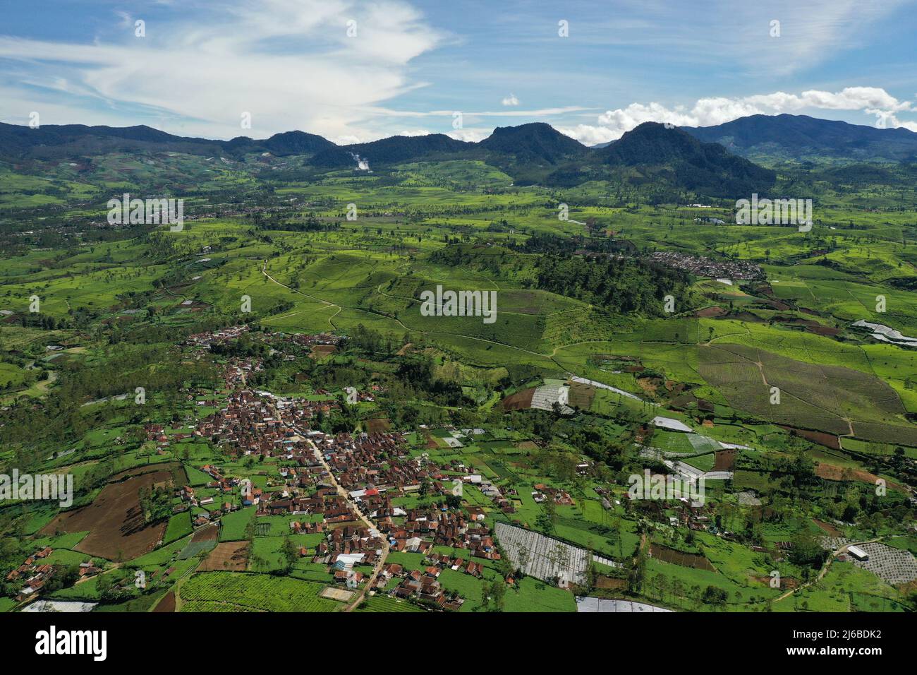 Vista aerea di Garut regency, giava Occidentale, Indonesia Foto Stock