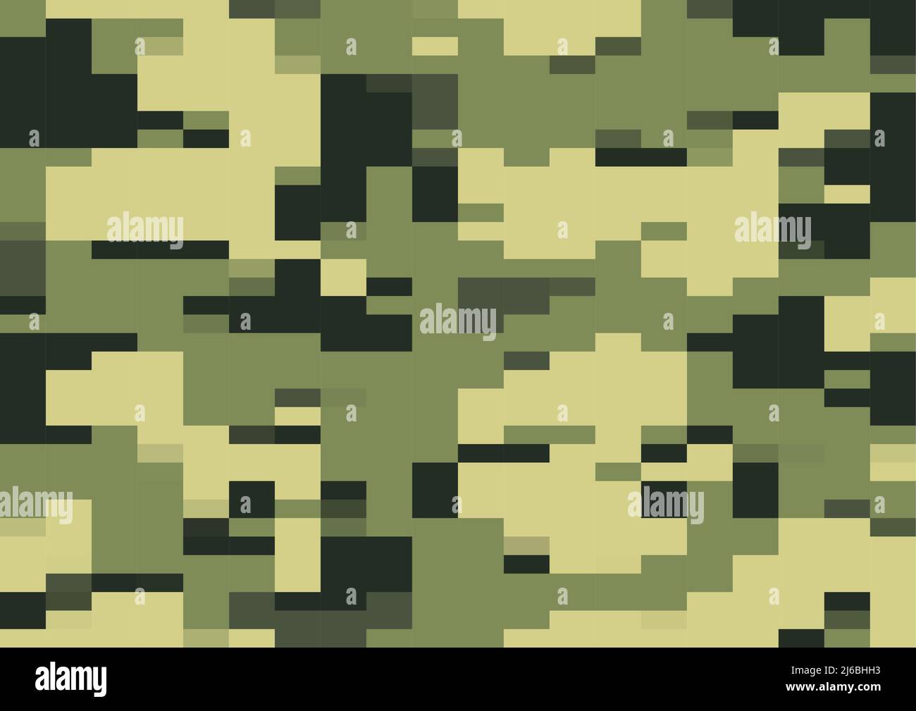 vettore camo verde digi, motivo senza cuciture. camouflage moderno multi-scala da 8bit pixel in tonalità verde oliva, verde e giungla. design digicamo. Illustrazione Vettoriale