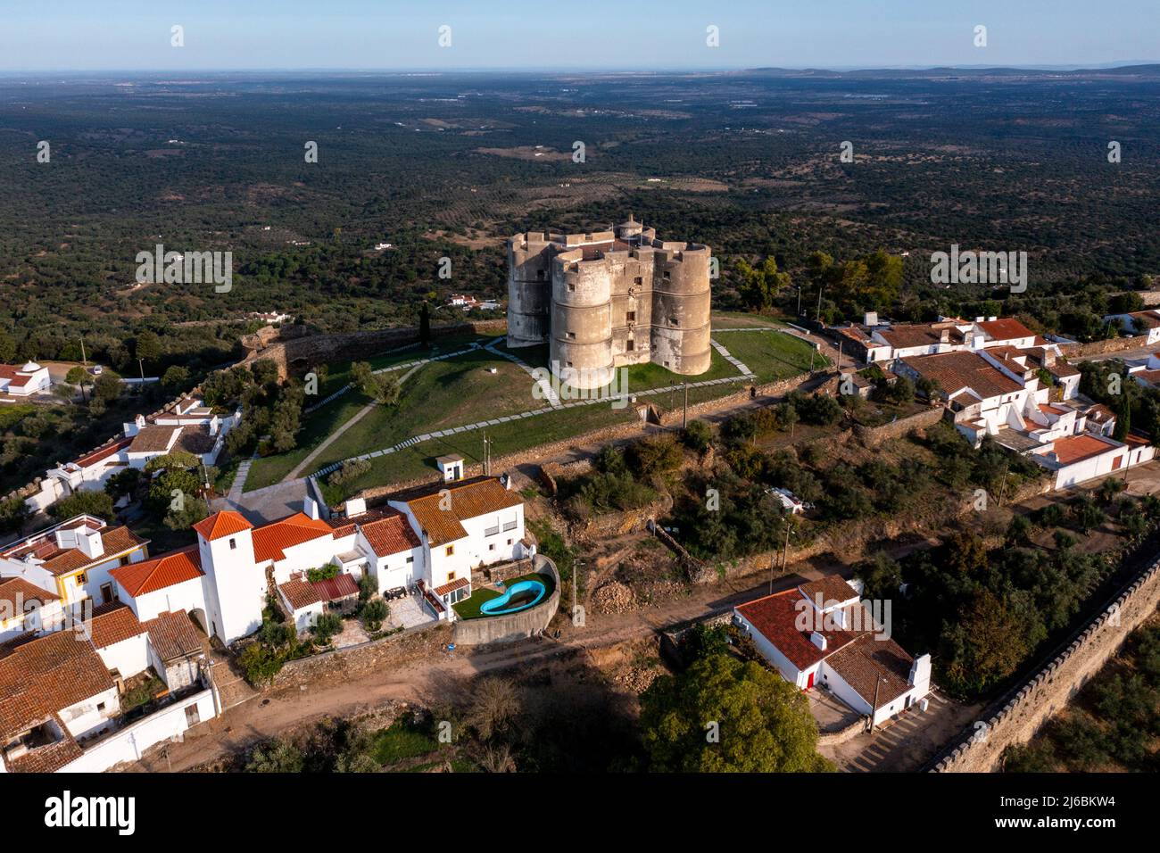 Castello di Evoramonte o Castelo de Évoramonte, Evoramonte, Portogallo Foto Stock