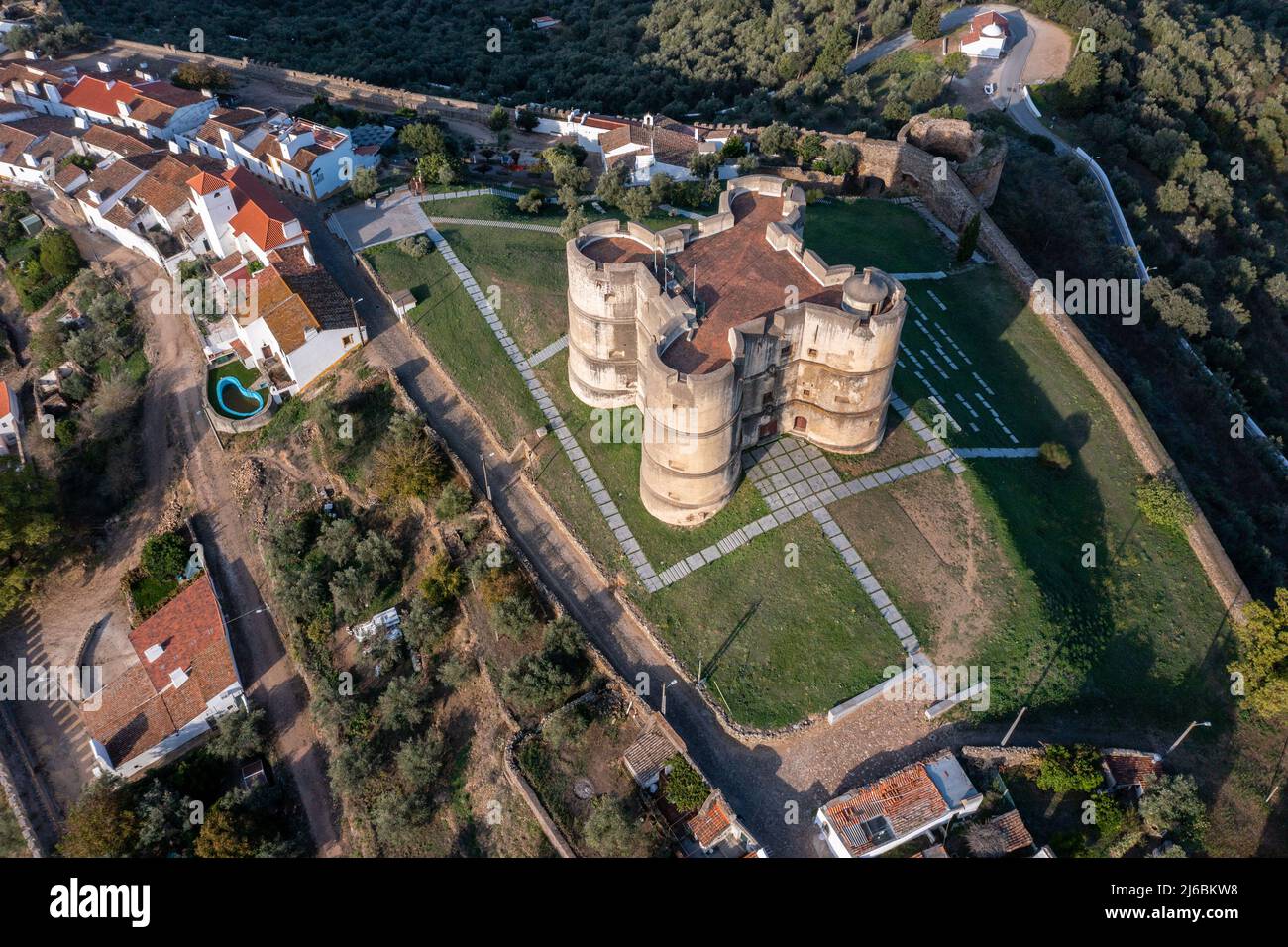 Castello di Evoramonte o Castelo de Évoramonte, Evoramonte, Portogallo Foto Stock