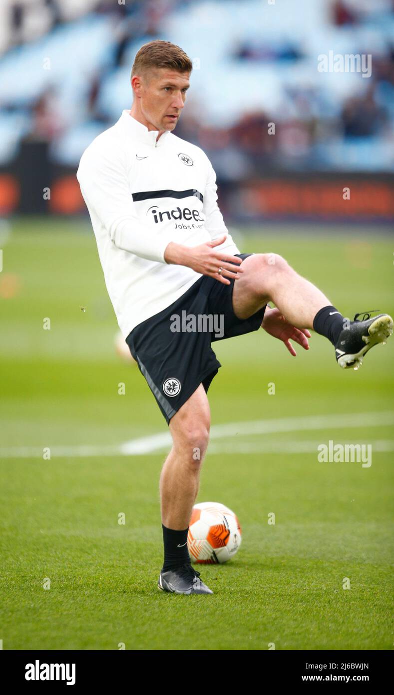 LONDRA, INGHILTERRA - APRILE 28:Goalkeeping coach Jan Zimmermann durante la semifinale della Lega europea 1st tra West Ham United e Eintracht Francoforte Foto Stock