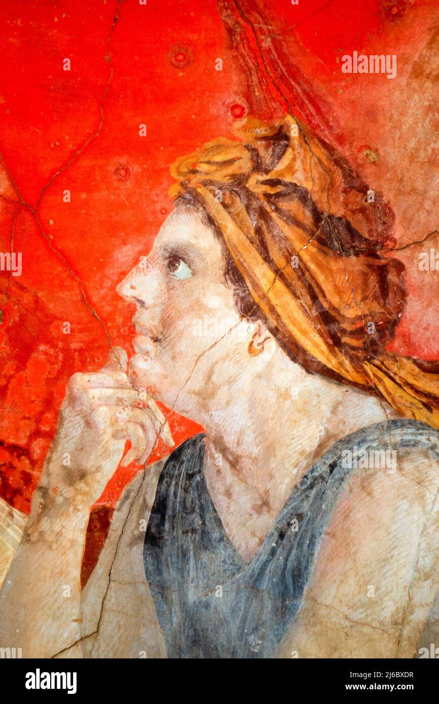 Antichi affreschi di Pompei nel Museo Archeologico Nazionale di Napoli Foto Stock