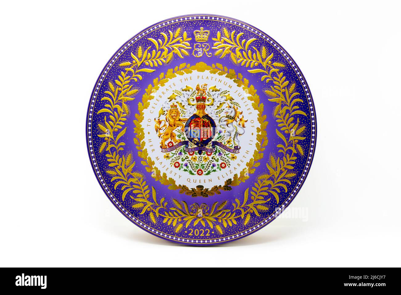 The Royal Collection Platinum Jubilee Biscuit Tin Foto Stock