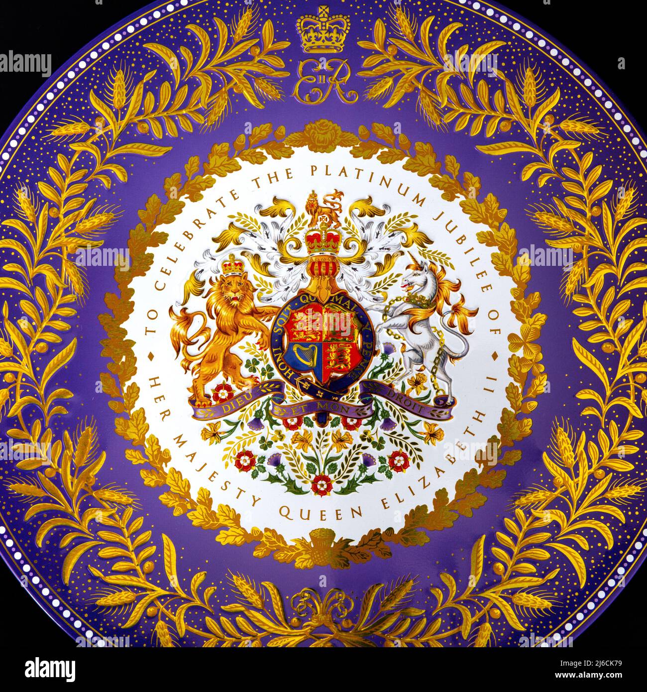 The Royal Collection Platinum Jubilee Biscuit Tin Foto Stock