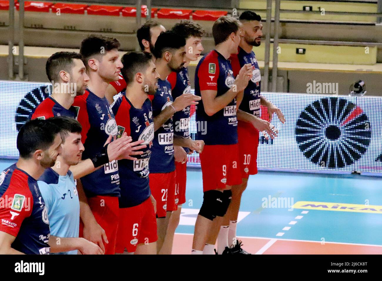 PalaMazzola, Taranto, 30 aprile 2022, Prisma Taranto. Nel corso del Play Off 5th Place - Gioiella Prisma Taranto vs Allianz Milano - Pallavolo Serie Italiana A Men Superleague Championship Foto Stock