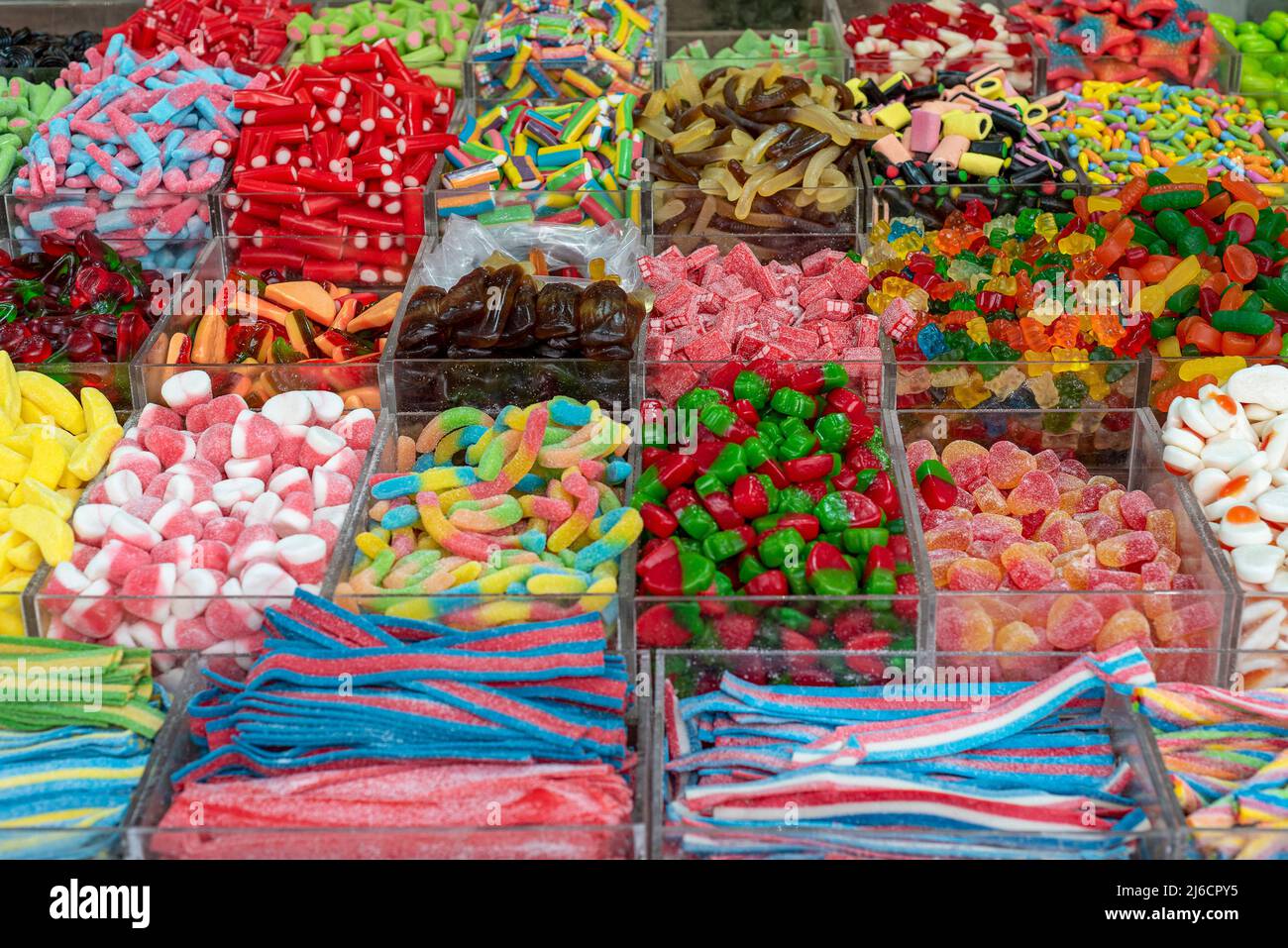 Caramelle gelatine colorate miste. Caramelle color gelatina Foto Stock