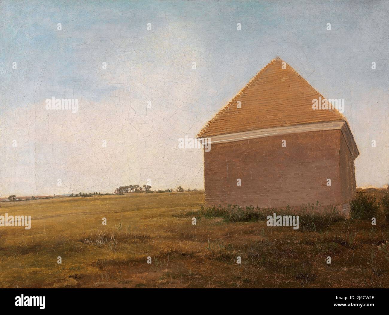 Newmarket Heath, con le scuderie del Re che sfregano al termine del Beacon Course. George Stubbs. CA. 1765. Foto Stock