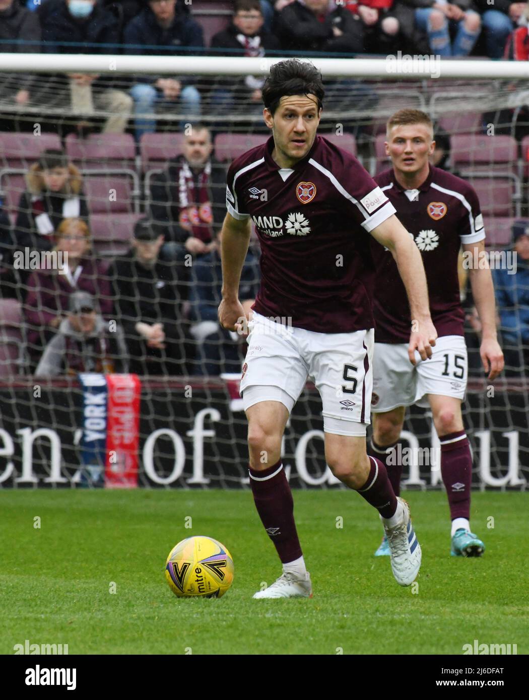 Tynecastle Park Edinburgh.Scotland UK 30th April 22. Heart of Midlothian vs Ross County Cinch Premiership Match. Hearts' Peter Haring Credit: eric mccowat/Alamy Live News Foto Stock