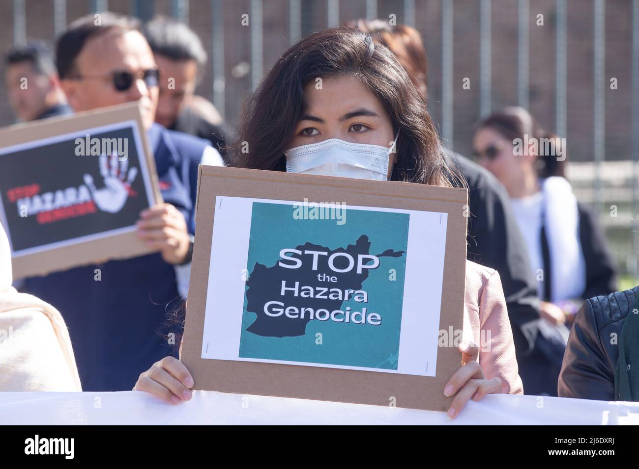 Sit-in organizzato dalla comunità di Hazara in Italia per protestare contro il genocidio delle persone Hazara perpetrato dai talebani in Afghanistan (Foto di Matteo Nardone / Pacific Press/Sipa USA) Foto Stock