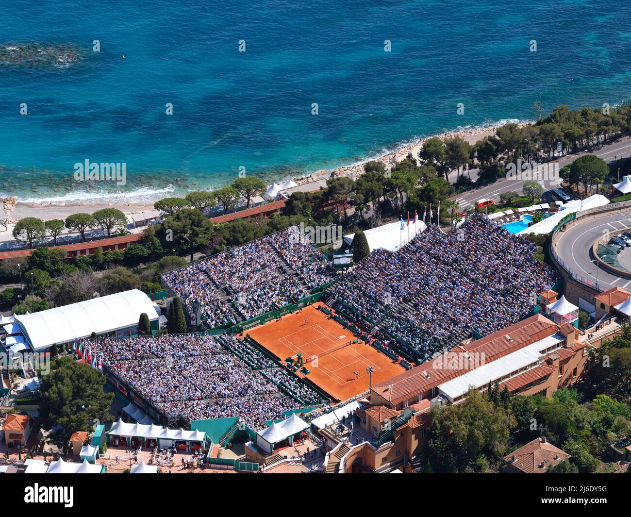 Monte-Carlo Rolex Masters nel 2022. Finale con Stefanos Tsitsipas (vinto) vs Alejandro Davidovich Fokina. Roquebrune-Cap-Martin, Costa Azzurra, Francia. Foto Stock Monte-Carlo Rolex Masters nel 2022. Finale con Stefanos Tsitsipas (vinto) vs Alejandro Davidovich Fokina. Roquebrune-Cap-Martin, Costa Azzurra, Francia. Foto Stock