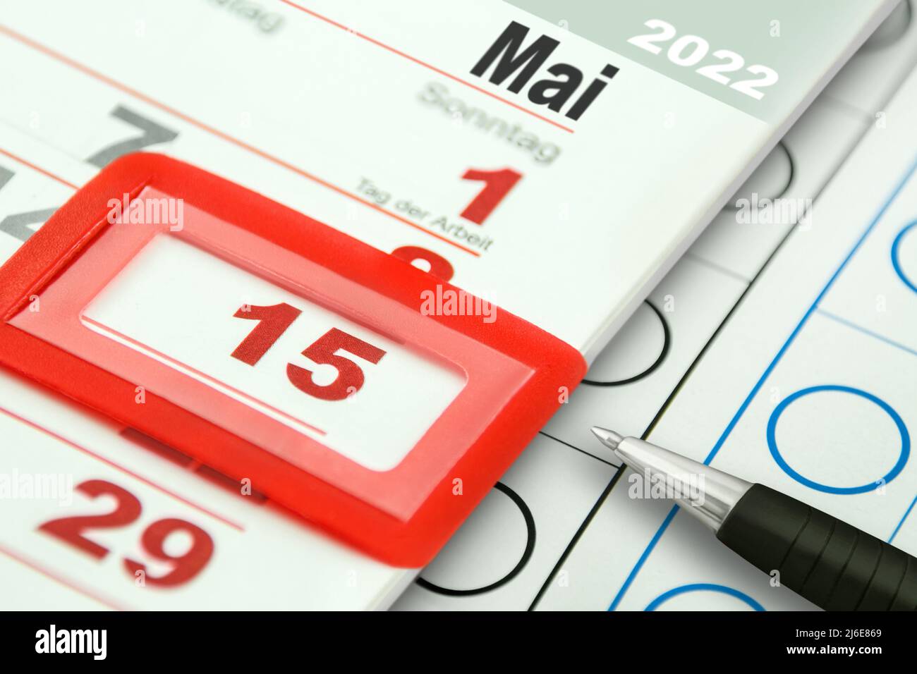 Calendario tedesco 2022 maggio 15 Domenica Nordrhein-Westfalen elezione Foto Stock