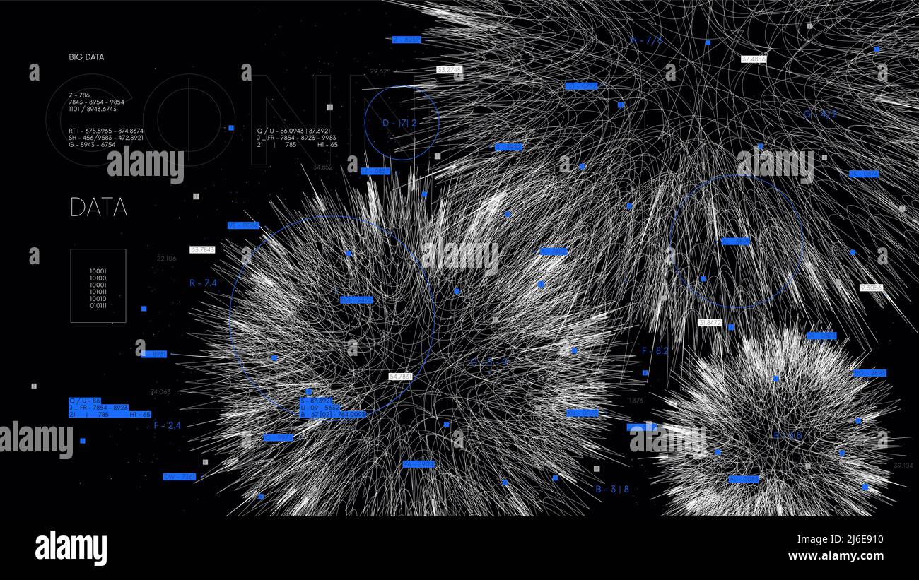 Astratto futuristico rendering ologramma dei big data, analisi delle nuvole di informazioni e background tecnologico di elaborazione Illustrazione Vettoriale