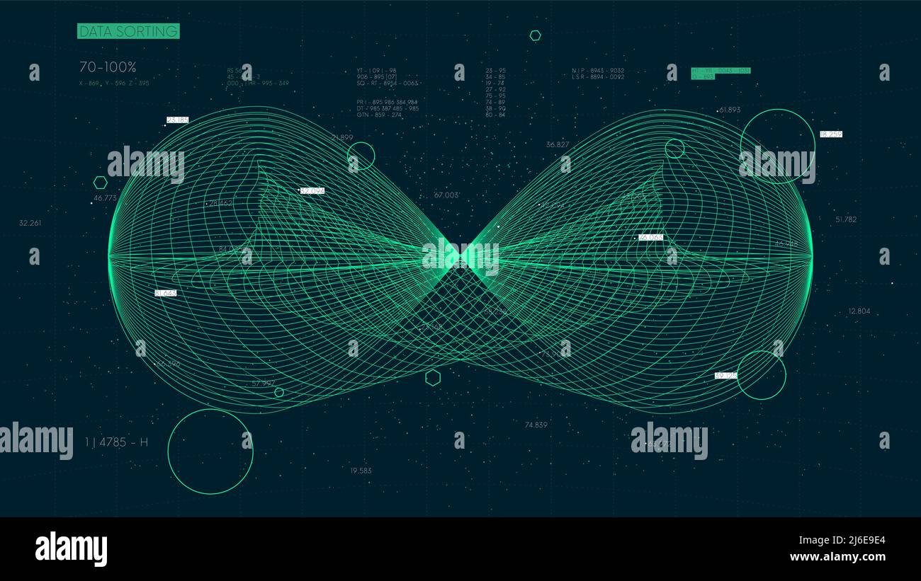Informazioni rete neurale artificiale, analisi cluster di big data stream futuristica infografica Illustrazione Vettoriale