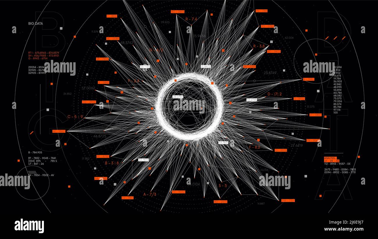 Visualizzazione della classificazione dei cluster Big data stream, database cloud, hub tecnologico futuristico Illustrazione Vettoriale