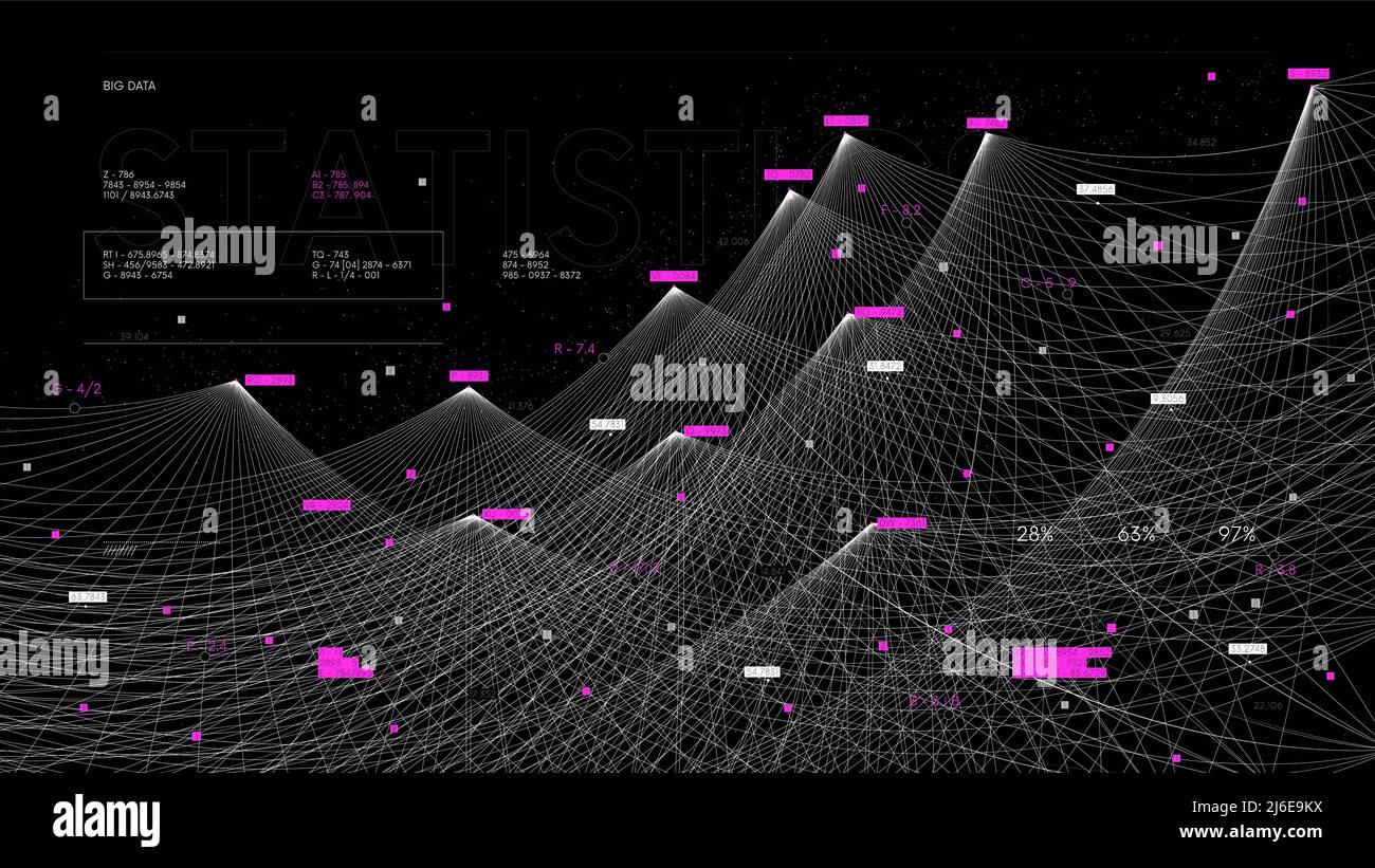 Sistema intelligente di intelligenza artificiale, raccolta e ordinamento di big data, visualizzazione del flusso di informazioni, illustrazione vettoriale Illustrazione Vettoriale
