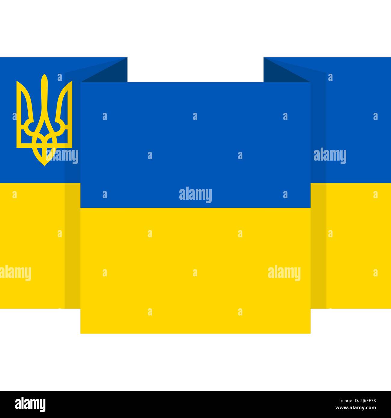 Trident sullo sfondo della bandiera dell'Ucraina. Banner. Illustrazione Vettoriale