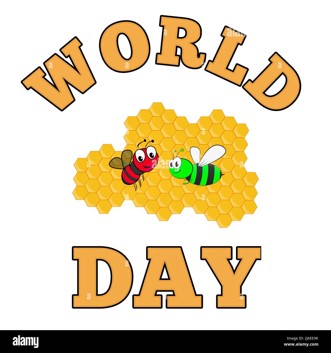 Un felice mondo Bee Day testo con sfondo bianco Illustrazione Foto Foto Stock