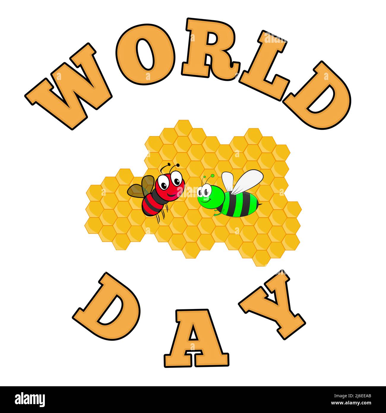 Un felice mondo Bee Day testo con sfondo bianco Illustrazione Foto Foto Stock