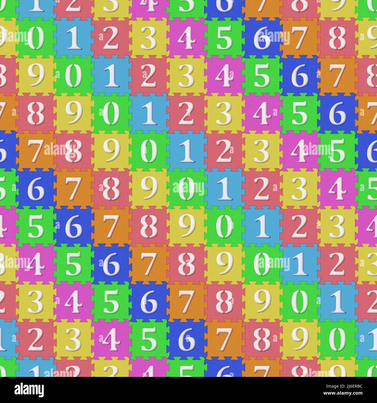 Numeri colorati puzzle motivo senza giunture. 3d illustrazione. Foto Stock