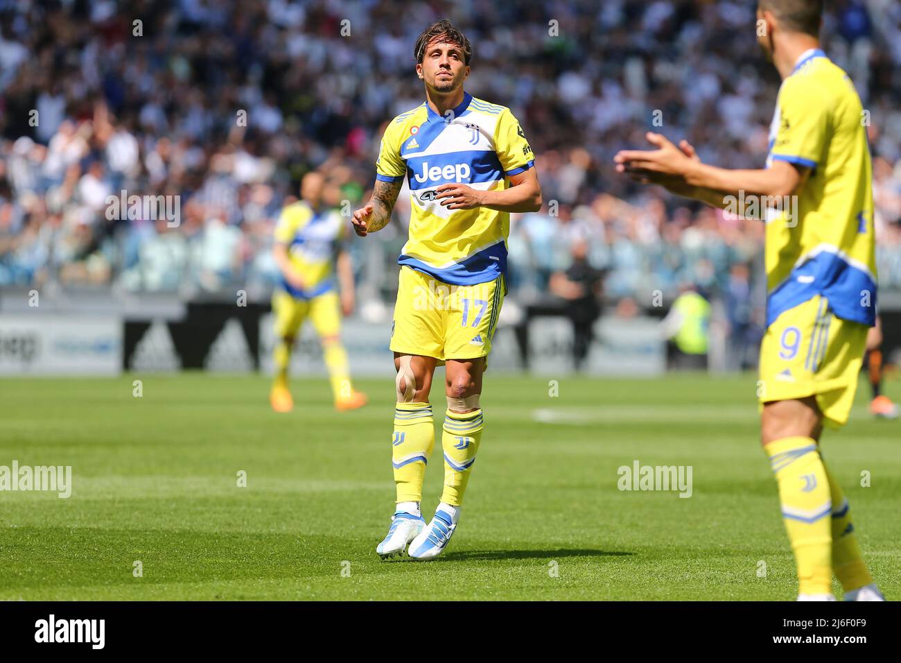 TORINO, Italia. 01st maggio 2022. Luca Pellegrini del Juventus FC durante la partita tra Juventus FC e Venezia FC il 01 maggio 2022 allo Stadio Allianz di Torino. Credit: Massimiliano Ferraro/Medialys Images/Alamy Live News Foto Stock