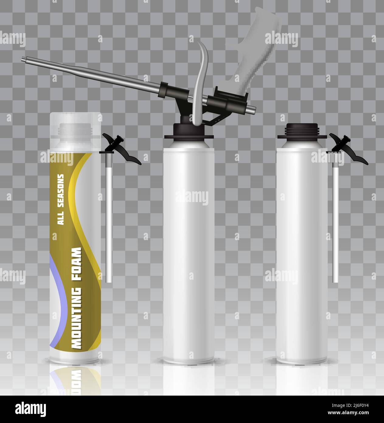 Montaggio del set di simulazione vettoriale per tubo di imballaggio in schiuma Illustrazione Vettoriale