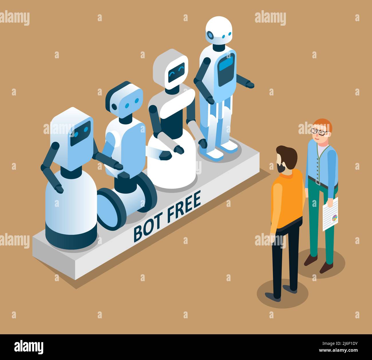 Illustrazione isometrica del vettore bot free concept Illustrazione Vettoriale