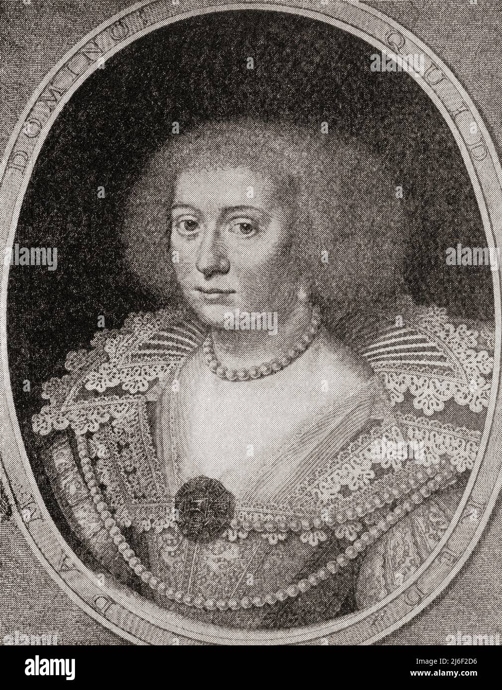 Amalia di Solms-Braunfels, 1602 – 1675. Principessa di Orange attraverso il suo matrimonio con Federico Enrico, Principe di Orange. Da modi e modi, pubblicato il 1935. Foto Stock