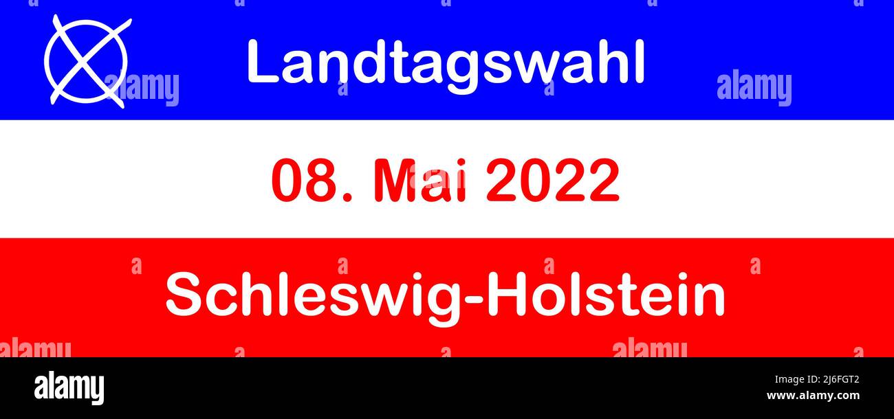 Elezioni regionali tedesche nello Schleswig-Holstein 2022 maggio 8 e bandiera Foto Stock