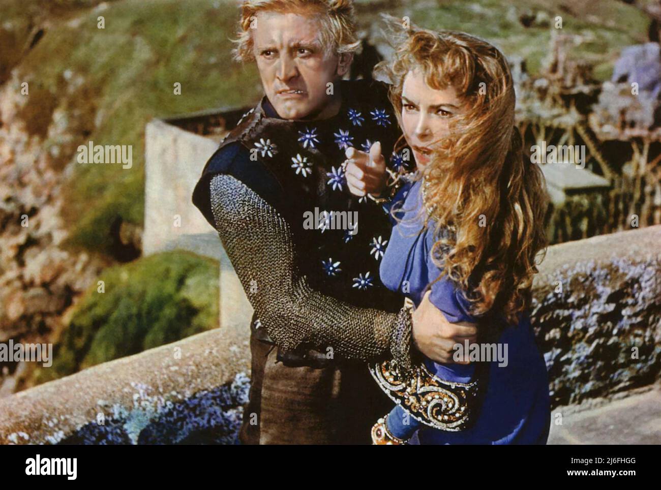 THE VIKINGS 1958 United Artists film con Kirk Douglas e Janet Leigh Foto Stock