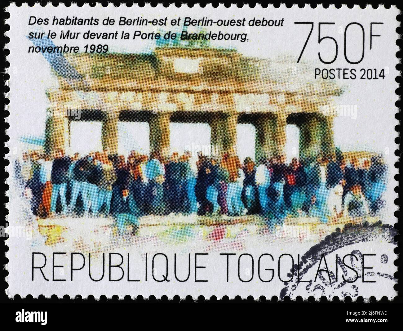 La caduta del Muro di Berlino celebrata sul francobollo Foto Stock
