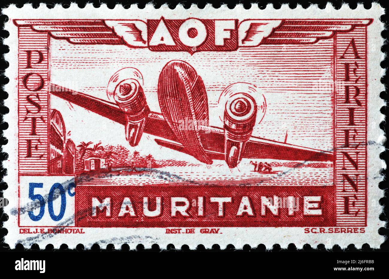 Francobollo Vintage Air da Mauritania Foto Stock