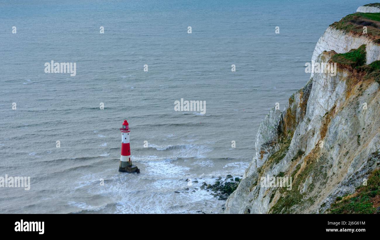 Eastbourne, Regno Unito - 7 gennaio 2022: Beachy Head Light House, East Sussex, Regno Unito Foto Stock