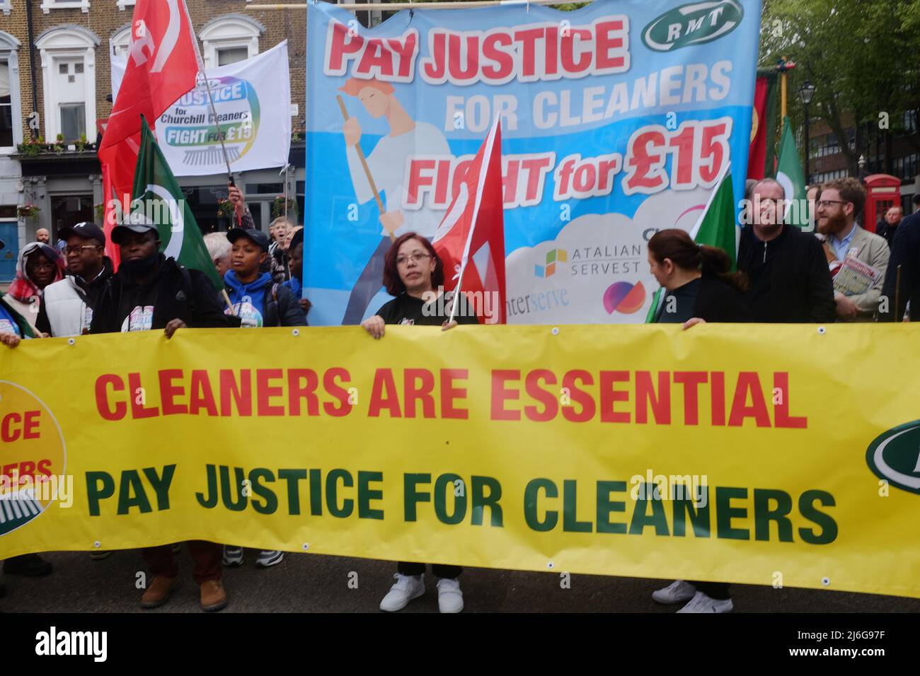 I pulitori triani Churhill guidarono il raduno dei sindacati e dei lavoratori durante il tradizionale Mayday , Foto Stock