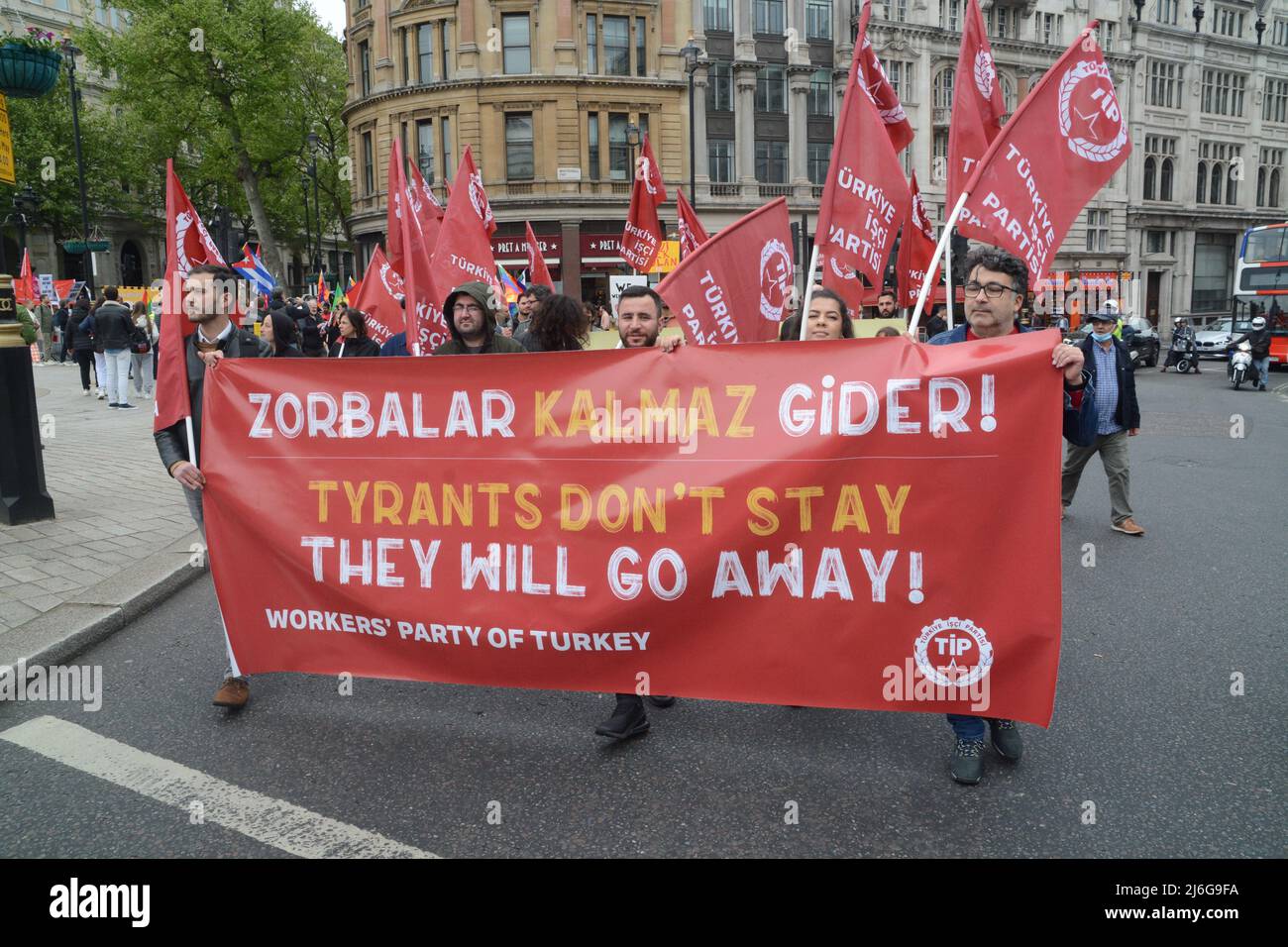 I sindacati e i lavoratori si radunano il tradizionale Mayday, Foto Stock