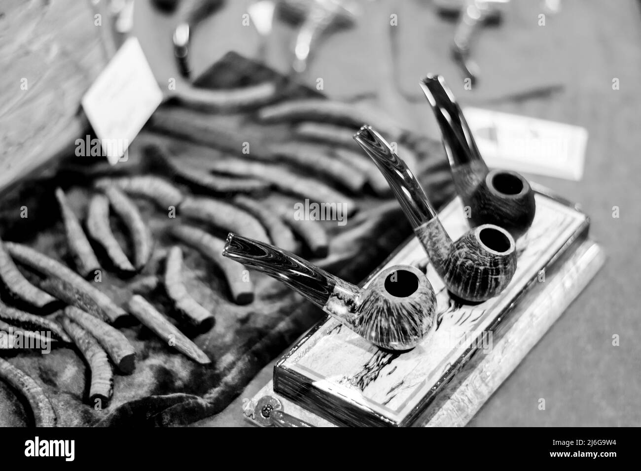 tubi in legno con tamponi Foto Stock