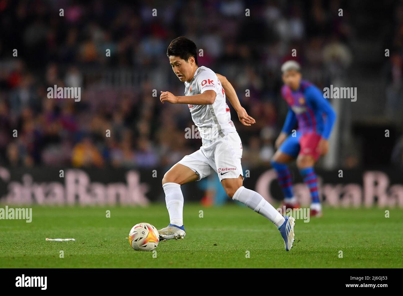 Barcellona, Spagna. 01st maggio 2022. FC BARCELONA contro RCD MALLORCA Barcelona,Spain.1 May,2022. Kang in Lee (19) di RCD Mallorca durante la partita spagnola la Liga tra il FC Barcelona e RCD Mallorca allo stadio Camp Nou. Credit: Rosdemora/Alamy Live News Foto Stock