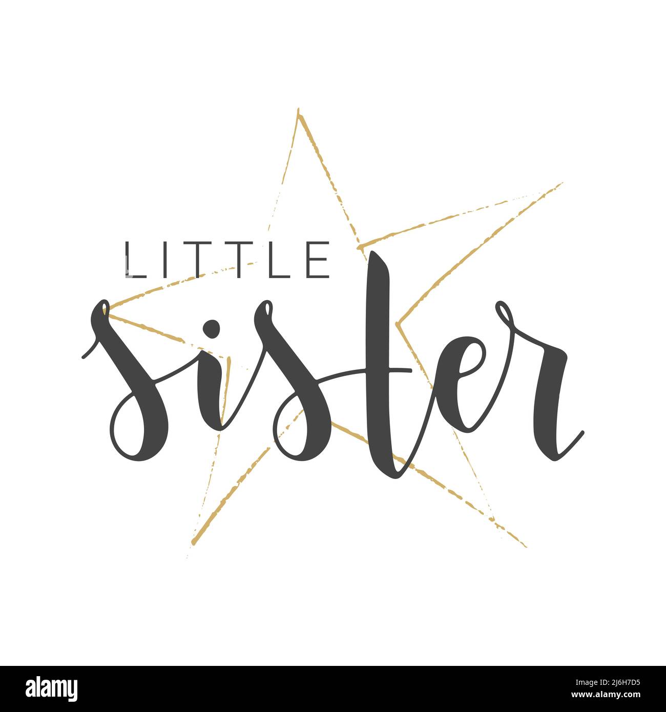 Scritta a mano di piccola sorella. Modello per Banner, biglietto d'auguri, cartolina, invito, festa, Poster, stampa o prodotto Web. Illustrazione Vettoriale