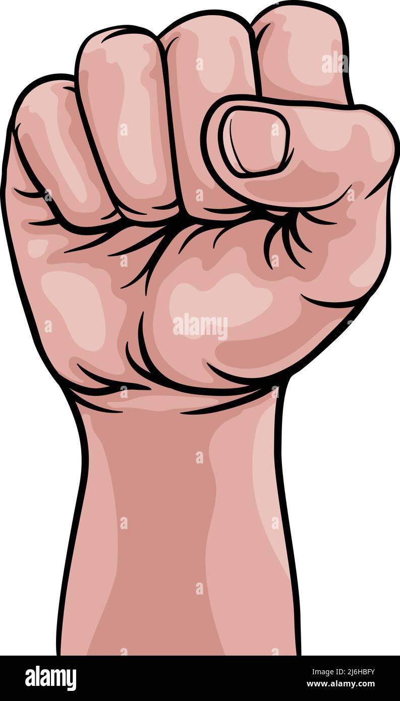 Pugno mano alzata su Punch Comic Pop Art Cartoon Illustrazione Vettoriale