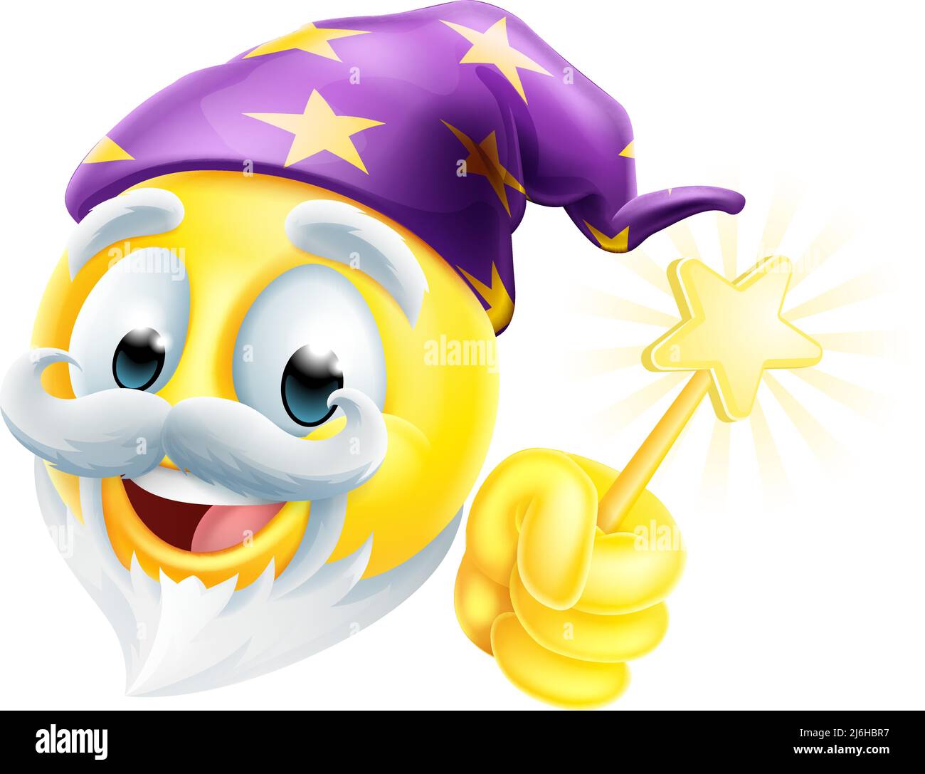 Wizard Emoticon faccia Emoji icona Cartoon Illustrazione Vettoriale