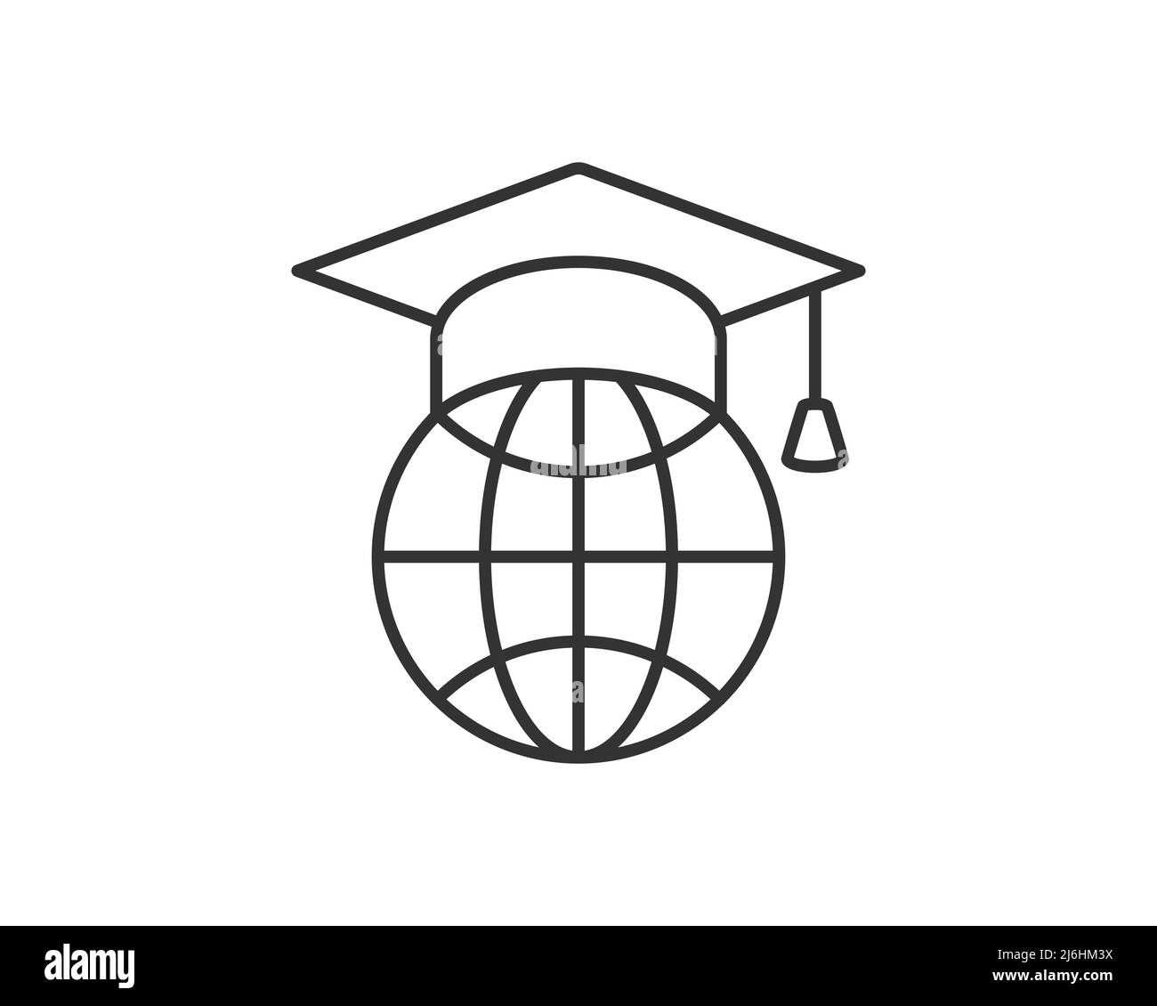 Educazione icona vettore illusione. Cappellino del college o simbolo del cappello del laureato. Cartello di laurea in bianco e nero. Illustrazione Vettoriale