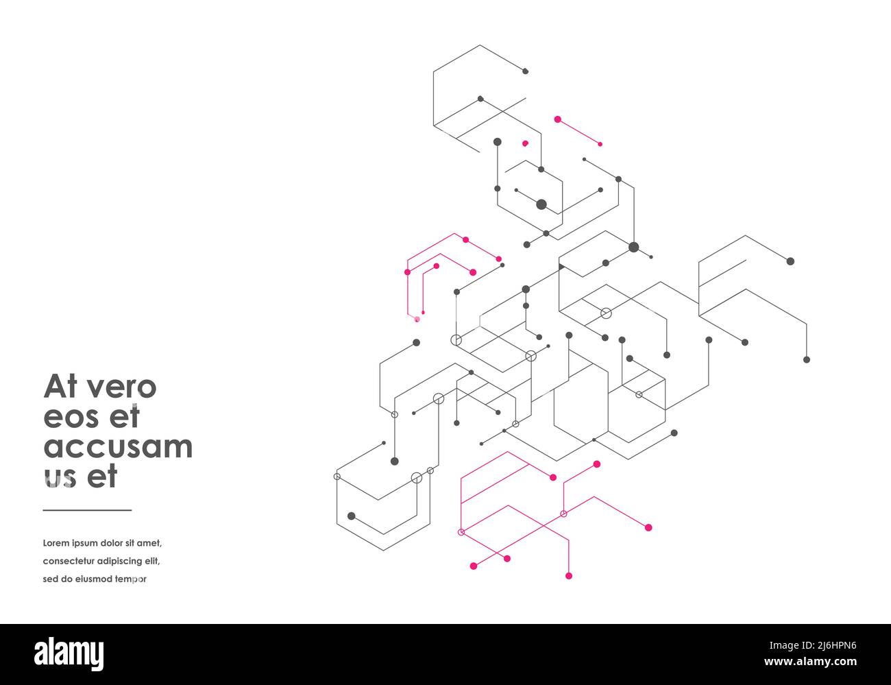 Diagramma scientifico della rete, linee di collegamento e punti su uno sfondo semplice. Illustrazione Vettoriale