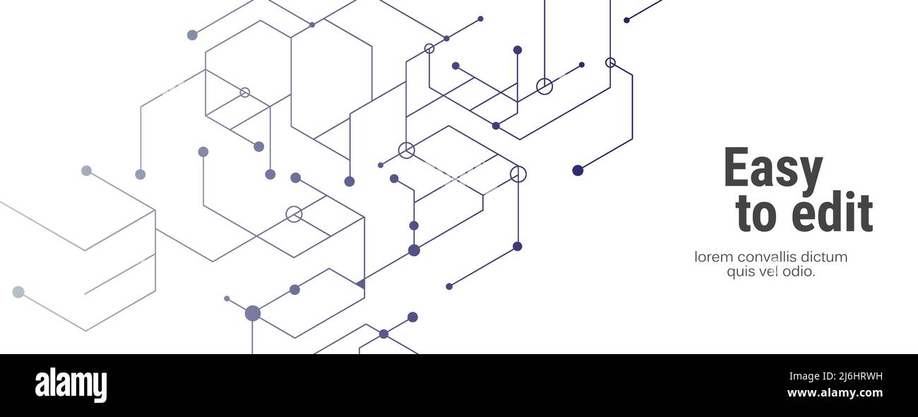 Linee e punti di connessione vettoriale. Modello di banner per la tecnologia. Illustrazione Vettoriale