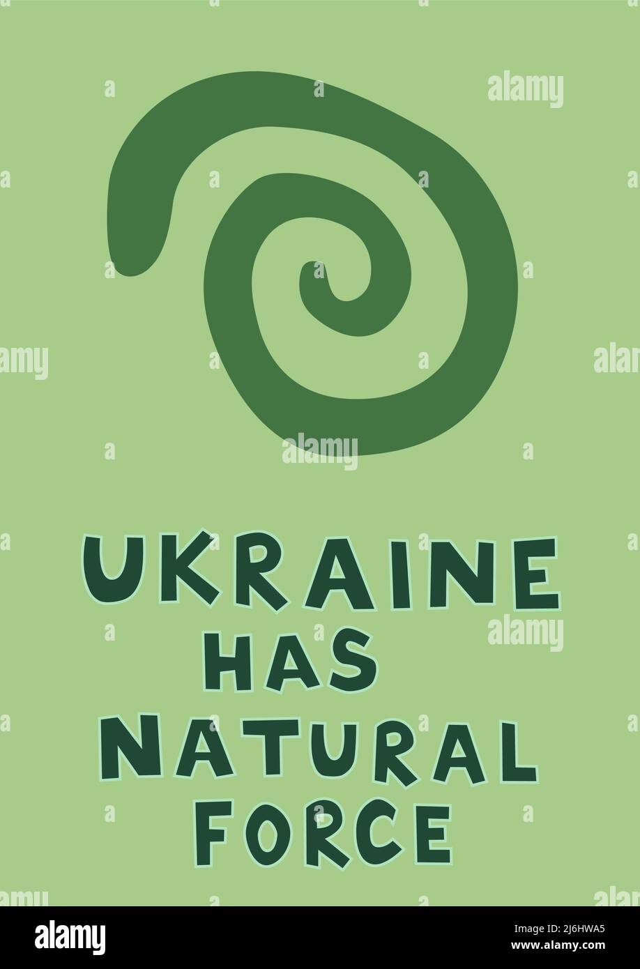 l'illustrazione della spirale vicino l'ucraina ha la scritta di forza naturale sul verde, illustrazione di scorta Illustrazione Vettoriale