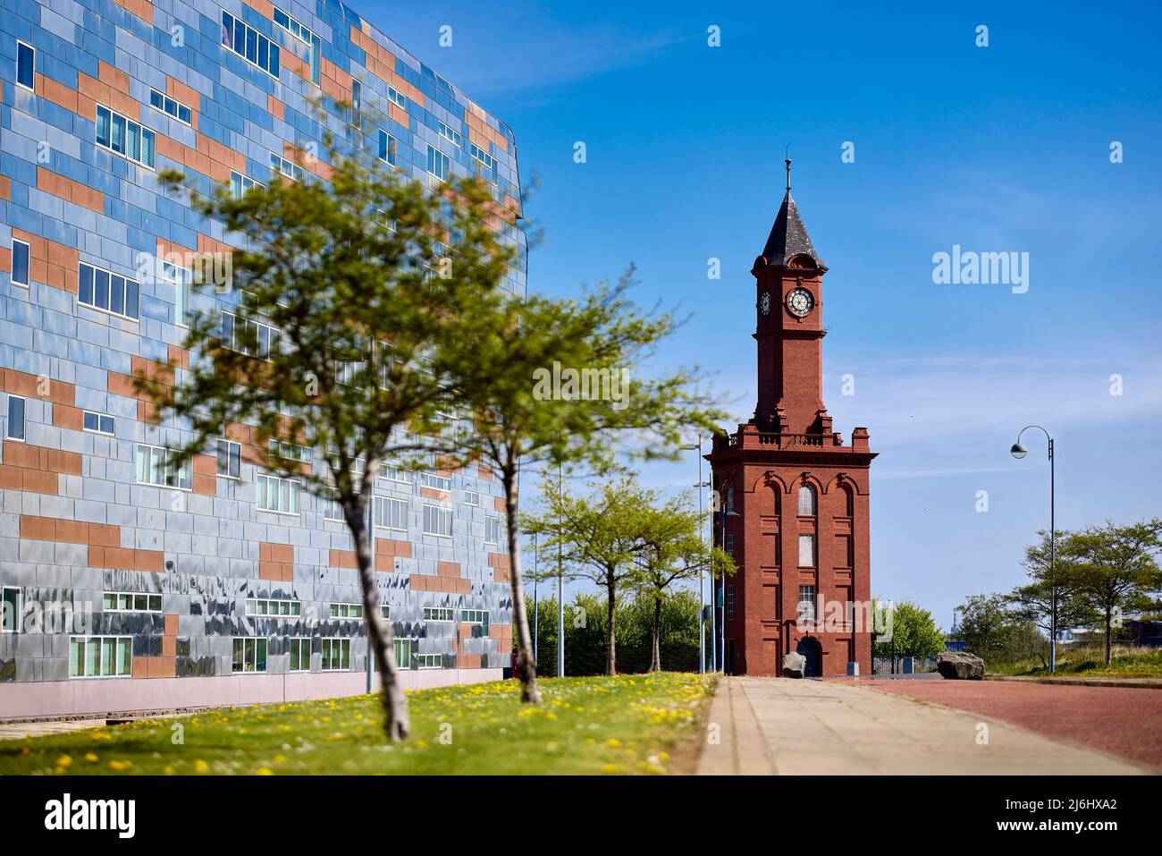 Torre dell'orologio a Middlehaven Middlesbrough Foto Stock