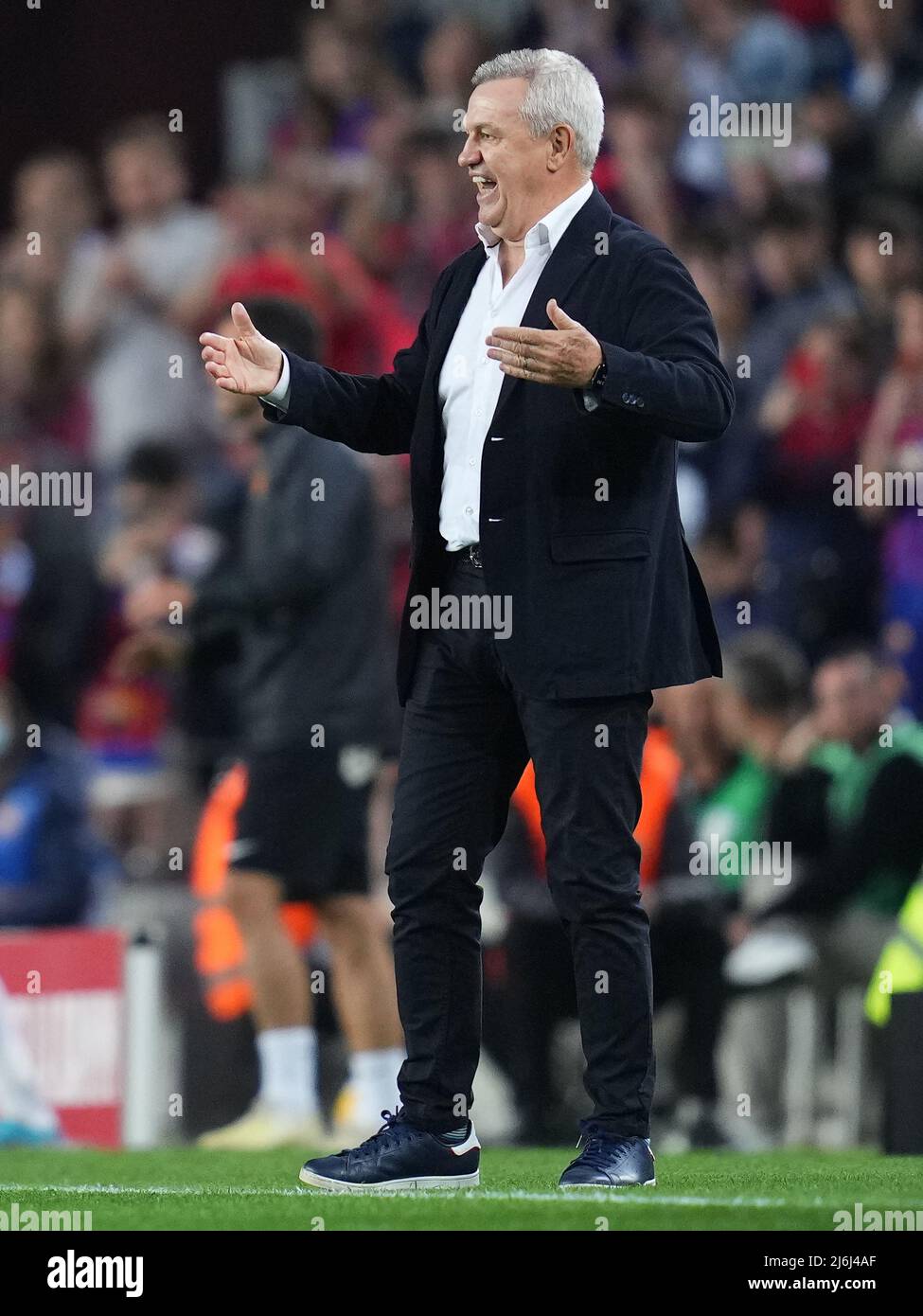 Il capo allenatore di RCD Mallorca Javier Aguirre durante la partita la Liga tra il FC Barcelona e RCD Mallorca ha giocato allo stadio Camp Nou il 01 maggio 2022 a Barcellona, Spagna. (Foto di Sergio Ruiz / PRESSINPHOTO ) Foto Stock