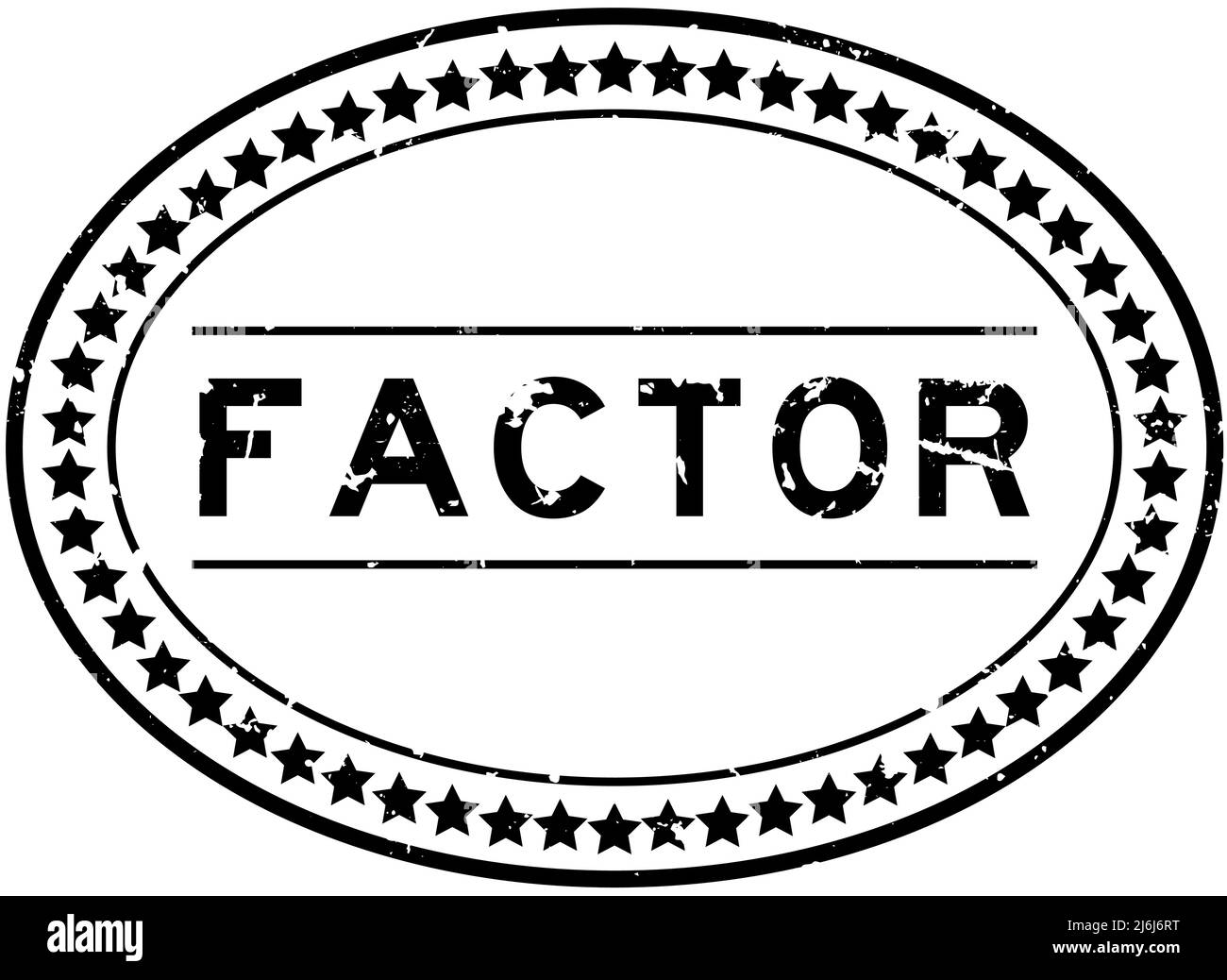 Grunge nero fattore parola ovale gomma sigilla su sfondo bianco Illustrazione Vettoriale