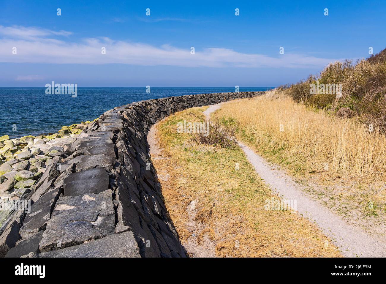 Muro di pietra Huckemauer sull'isola di Hiddensee, Germania. Foto Stock