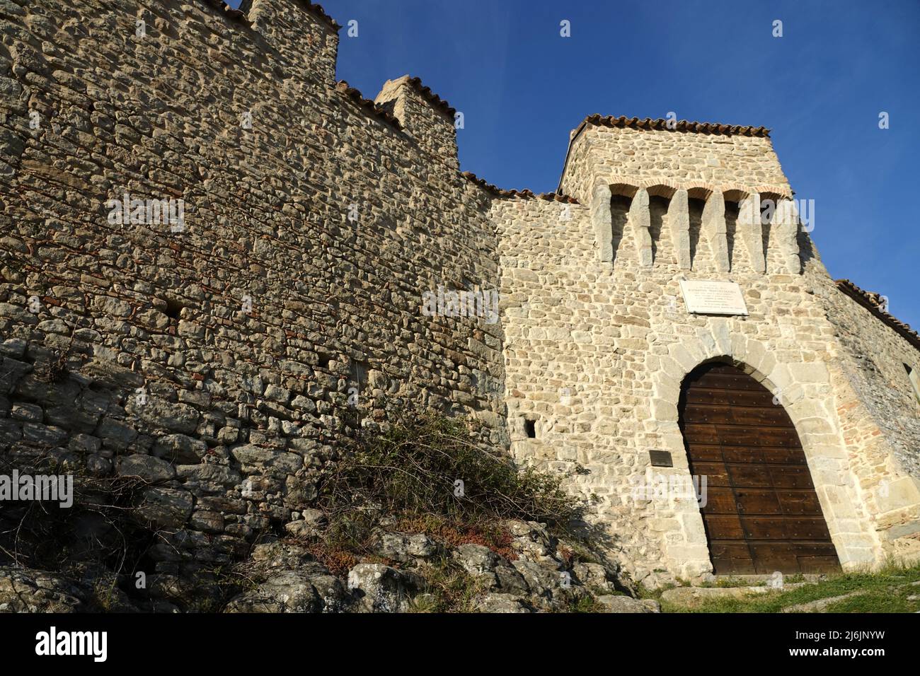 Pavullo nel Frignano, Modena, Emilia Romagna, italia: Particolare del castello di Montecuccolo Foto Stock