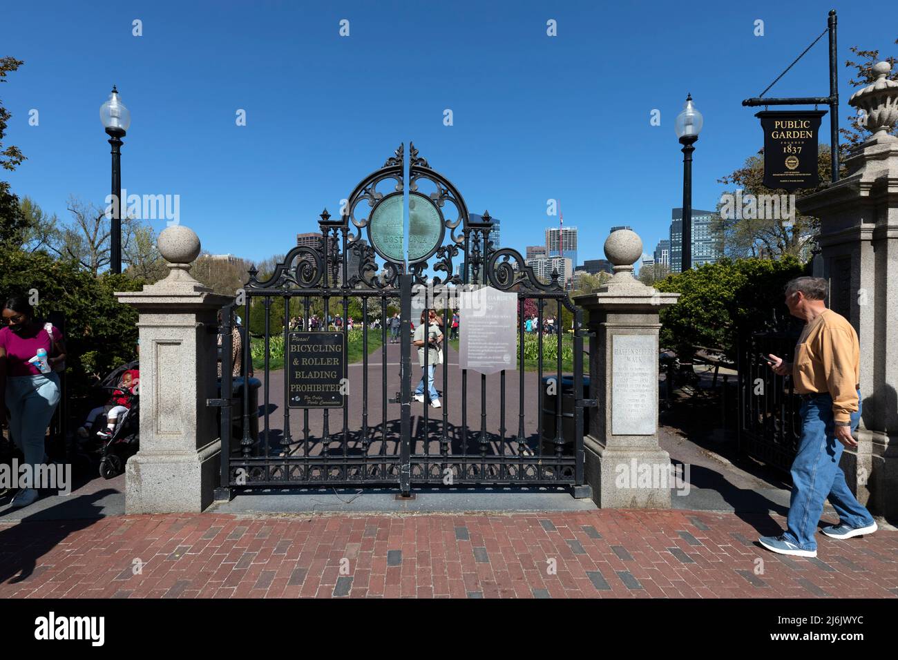 Arlington Street gate Boston Public Garden Foto Stock